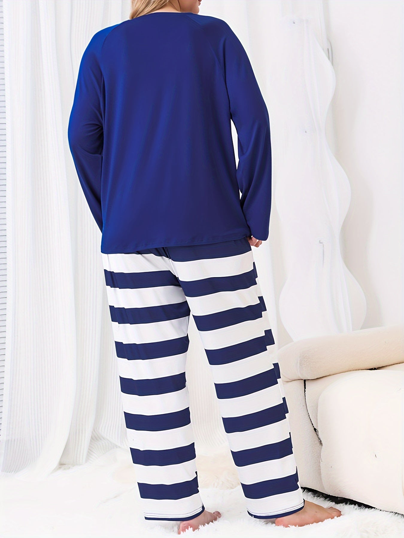 Anchor & Stripe Print Tee & Pants Pajamas Set