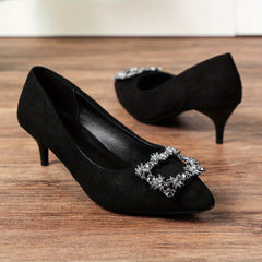 Rhinestone Buckle Stiletto Heels Point Toe Wedding Shoes Pumps