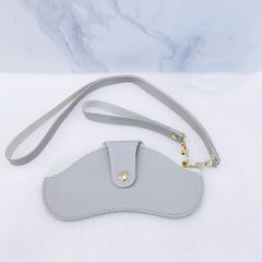Stylish PU Leather Sunglasses Case Snap Closure