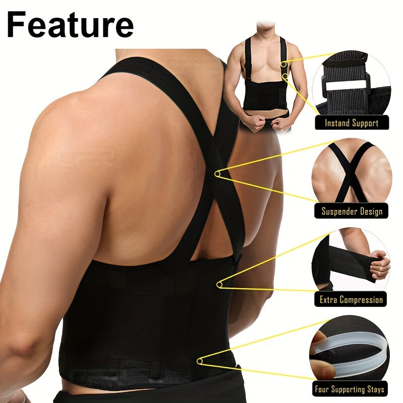 Heavy Duty Weight Lift Lumbar Back Support Belt Brace Suspender