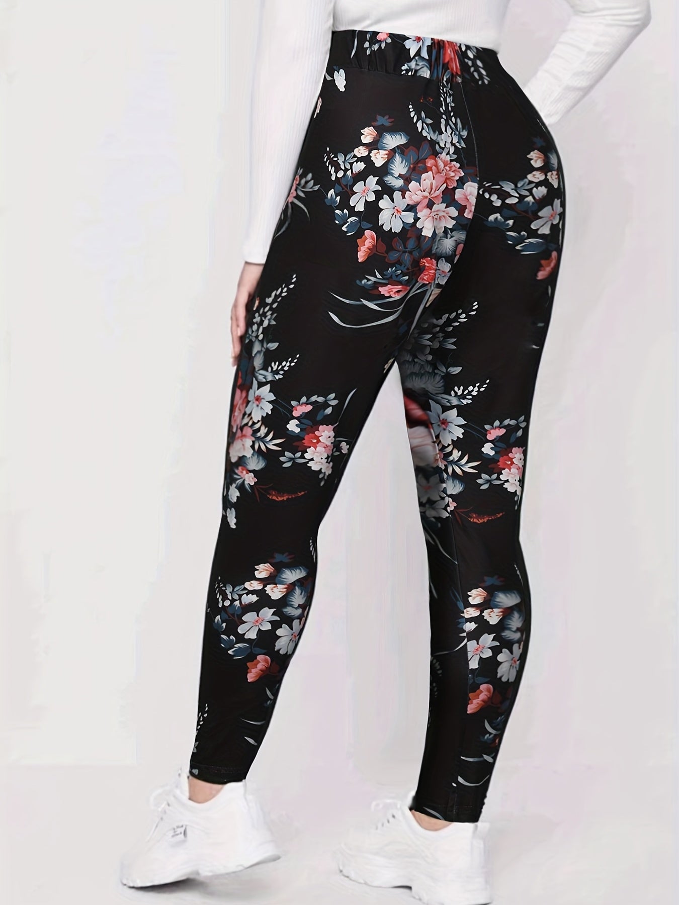 Women's Plus Floral High Stretch Skinny Pants