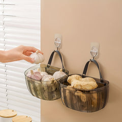 Wall Mounted Storage Basket Kitchen Shelf Box Onion Ginger Garlic Hanging Basket