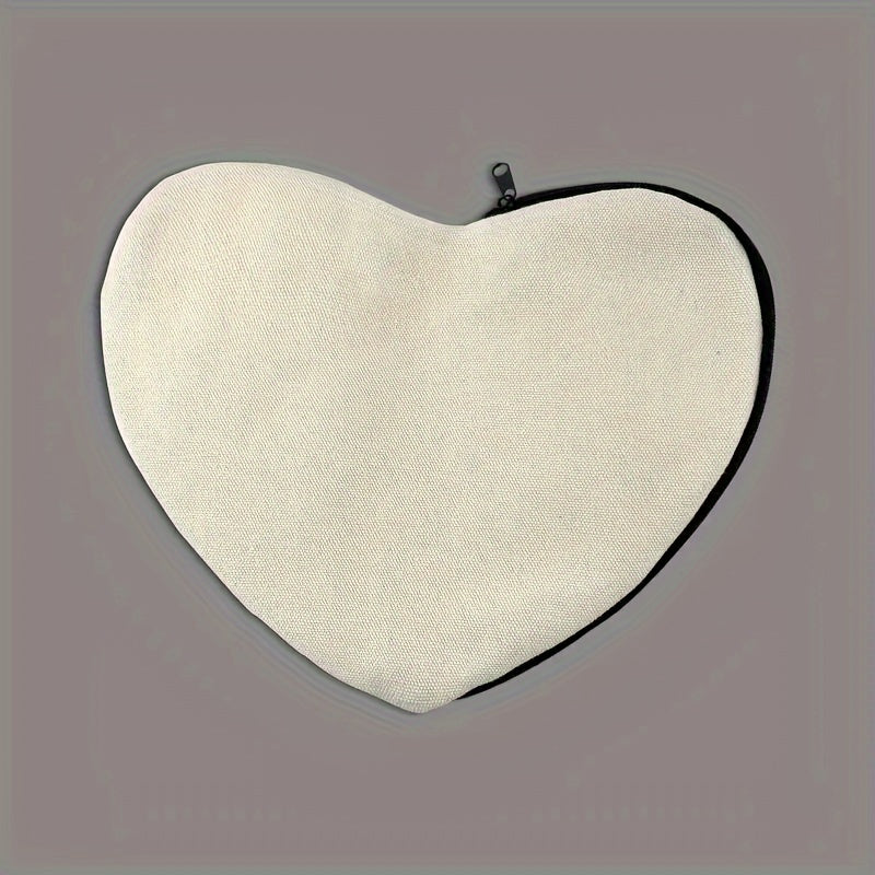 Love Heart Blank Canvas Small Clutch Bag Coin Purse DIY Crafts