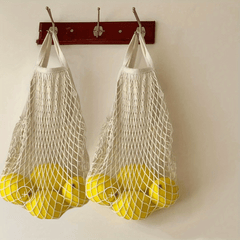 2pcs Reusable Mesh Grocery Bag for Fruits and Vegetables Long and Short Handles