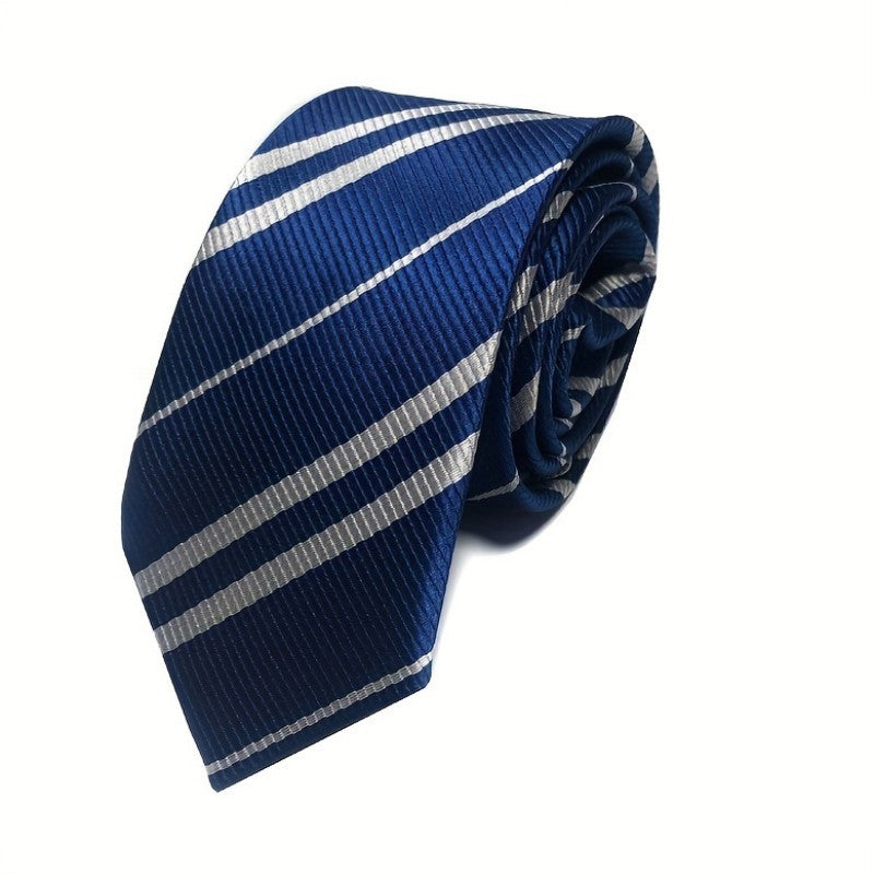 Striped Linen Necktie Adjustable Neck Strap Tie for Birthday Party Costume Men
