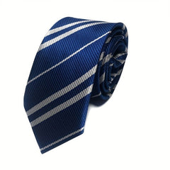 Striped Linen Necktie Adjustable Neck Strap Tie for Birthday Party Costume Men