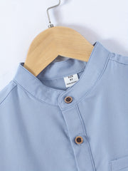Boys Plain Shirt Casual Short Sleeve Top For Summer Kids