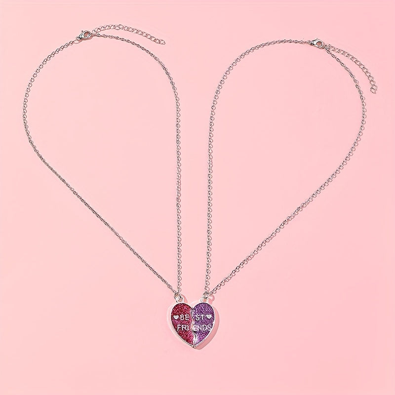 2pcs Girls Heart Pendant Necklace Good Friends Necklace Jewelry
