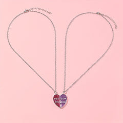 2pcs Girls Heart Pendant Necklace Good Friends Necklace Jewelry