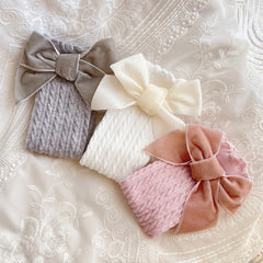 3 Pairs Girls Ruffled Bow Knit Socks
