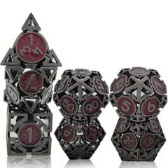 7pcs Metal Hollow Polyhedral Dice Set for Tabletop Game, Christmas Gift