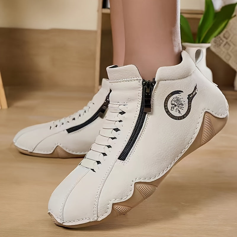 Women's Vintage Side Zip Ankle Boots British Style