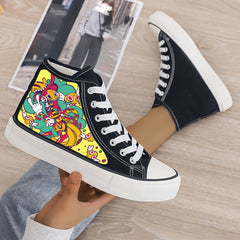 Girl's High Top Cartoon Skate Shoes with Plush Lining