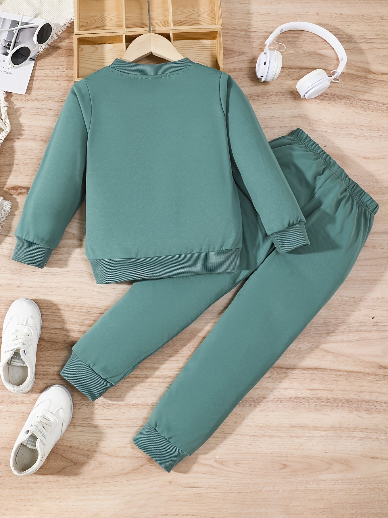 2pcs Boy Reflective Sports Sweatsuit Set