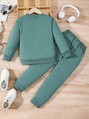 2pcs Boy Reflective Sports Sweatsuit Set