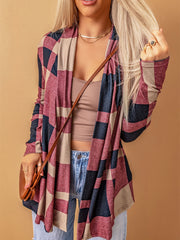 Plaid Patterned Long Sleeve Retro Jacket Casual Outerwear Fall & Spring