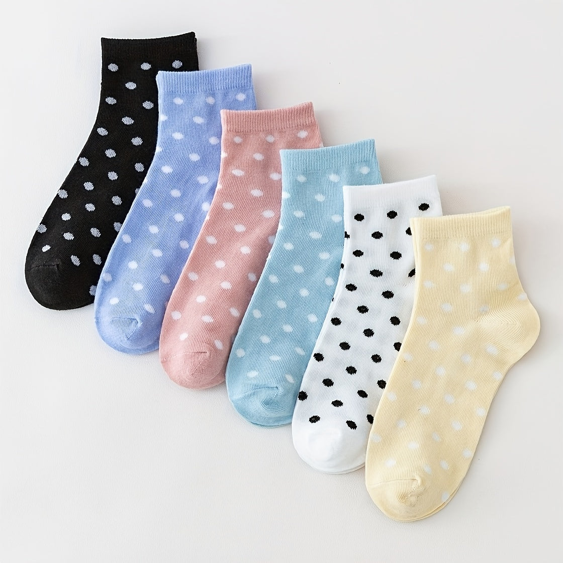 6 Pairs Polka Dot Crew Socks Women's Stockings