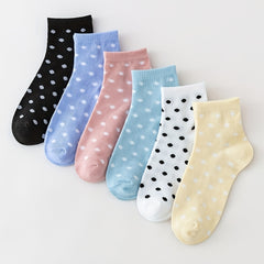 6 Pairs Polka Dot Crew Socks Women's Stockings