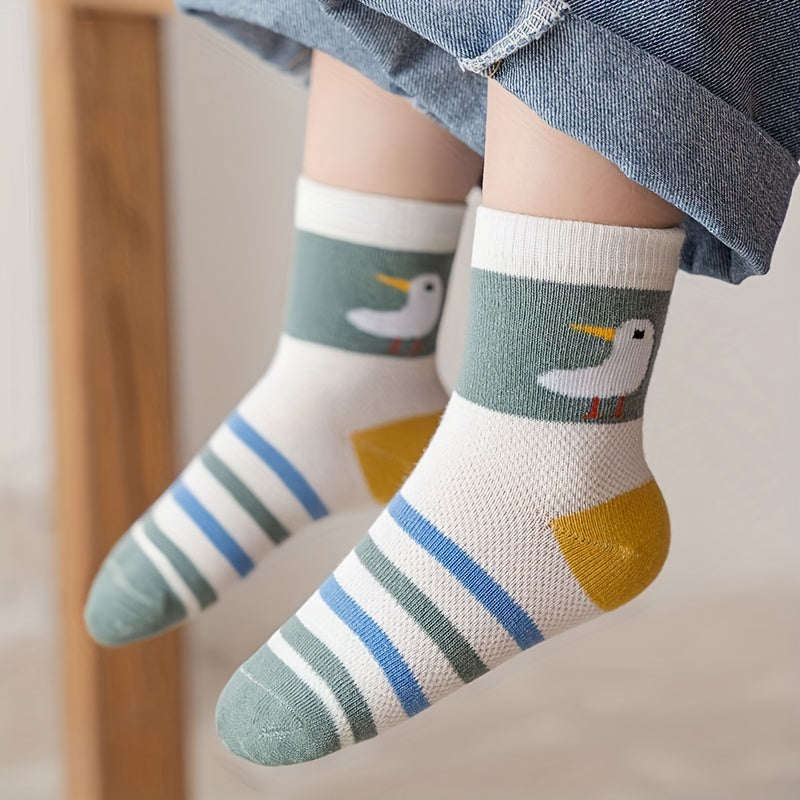 Kids Cartoon Animal Pattern Crew Socks - Thin and Breathable - Spring/Summer