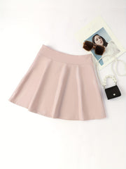 Solid High Waist Mini Skirt Sexy Skater Skirt Women's Clothing