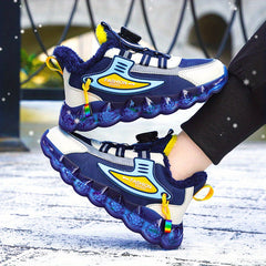 Boy's Basketball Shoes Rotating Buckle Warm Plush Lining Non Slip Sneakers