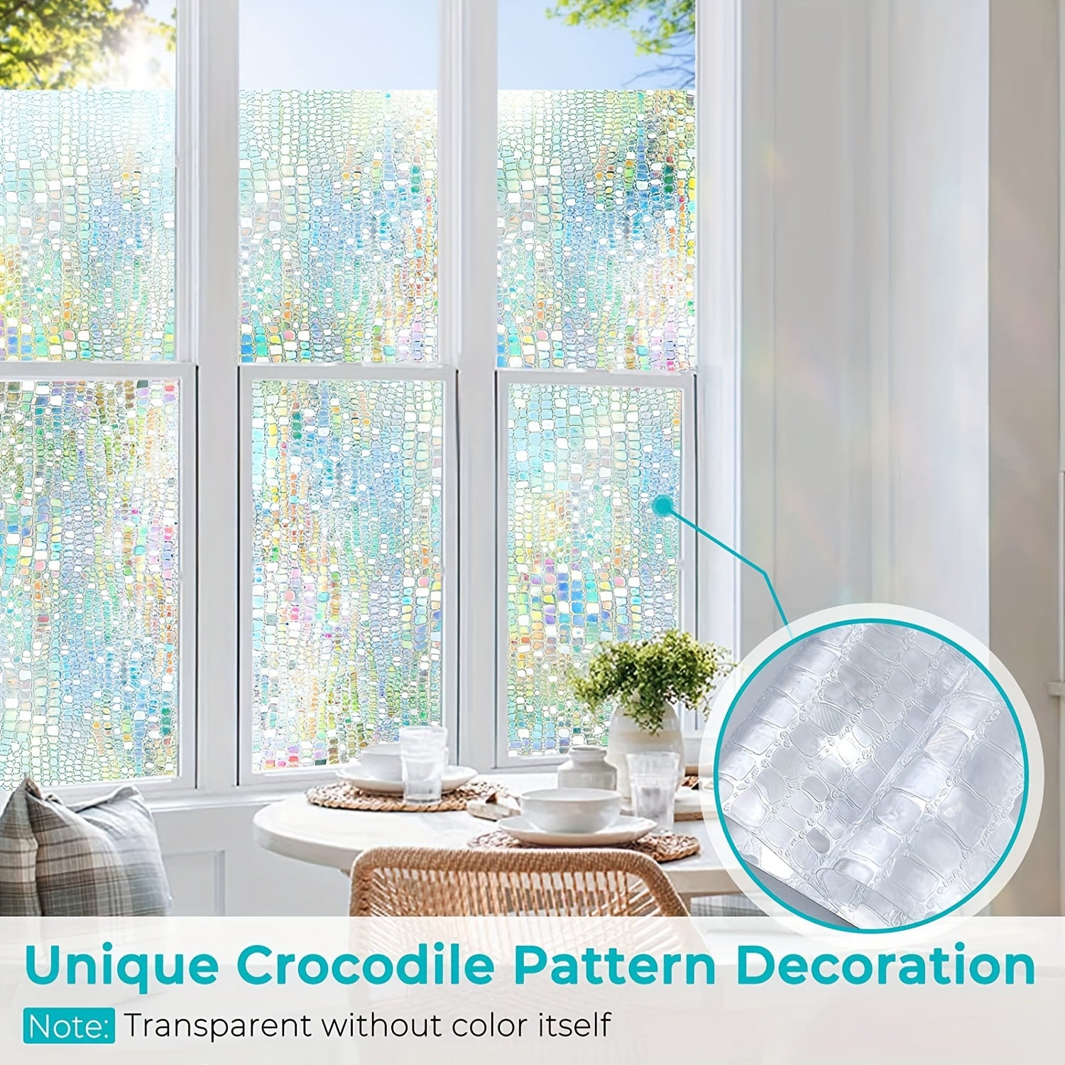 Privacy Window Film Stained Glass Rainbow Clings Sun Blocking Decor