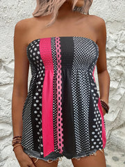 Geometric Colorblock Tube Top Sleeveless Summer Top