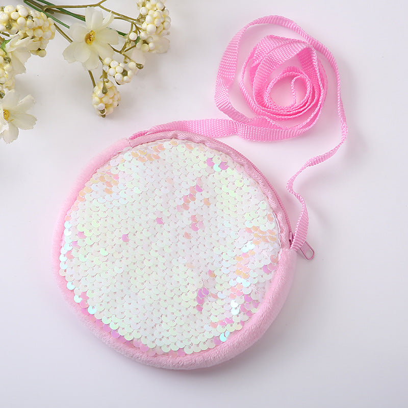 Girls Sequins Purse Crossbody Bag Mini Messenger Bag With Zipper