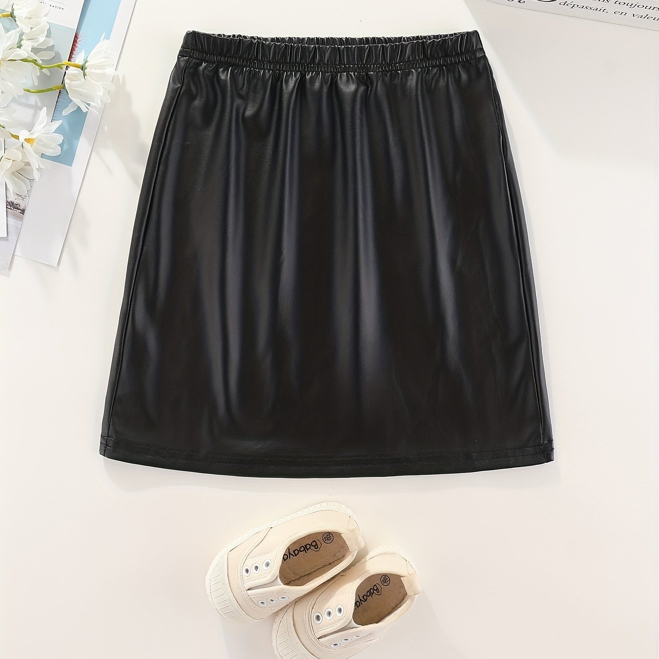 Girls' PU Leather High Waist Summer Party Skirt