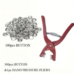 Button Installation Kit: 100 Buttons, 1 Pliers Tool