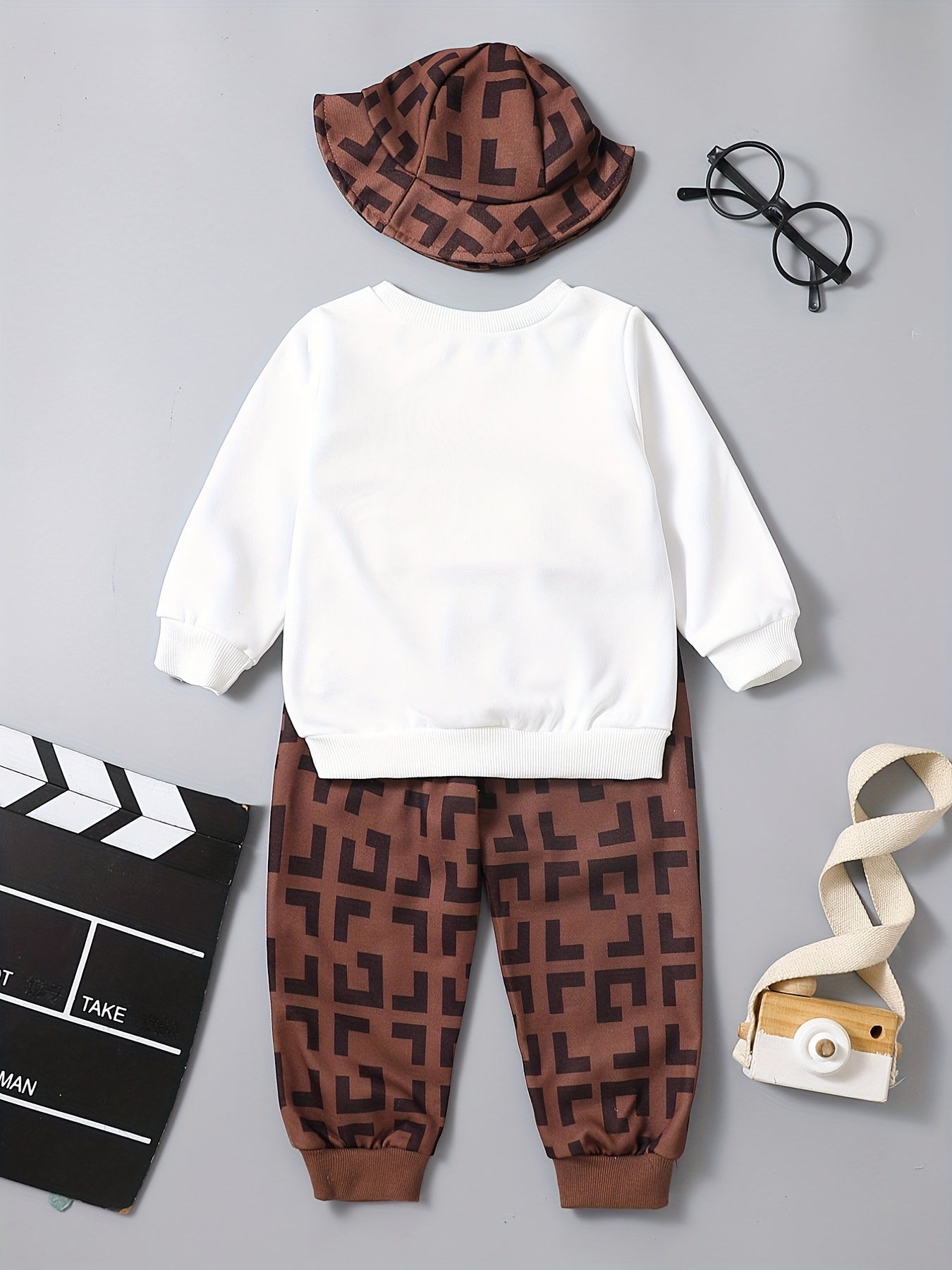 Boy Boys Hooded Suit Block Long Sleeves And Pants Set With Hat
