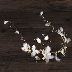 Golden Flower Crown Floral Pearl Crown Wedding Headpiece