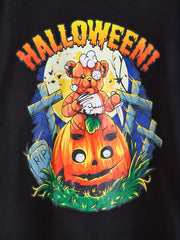 Boy's Bear & Pumpkin Graphic Sweatshirt for Fall Winter