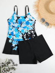 Floral Tank Top & Shorts Swimsuit Set