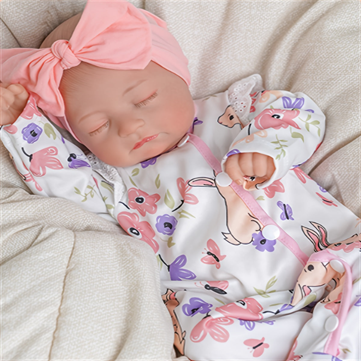 20 Inch Reborn Youngsters Doll Soft Vinyl Lifelike Doll with Pink Onesie