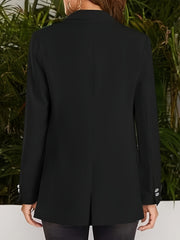 Solid Lapel Open Front Blazer Women's Clothing