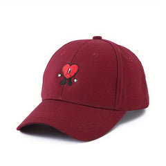 Bad Rabbit Embroidery Baseball Cap Solid Cartoon Heart Pattern Dad Hat