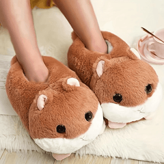 Women's Cartoon Hamster Slippers Plush Slip On Shoes