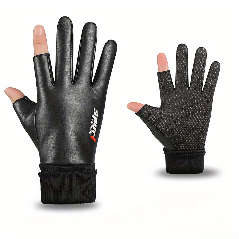 Waterproof Faux Leather Gloves for Outdoor Cycling & Skiing