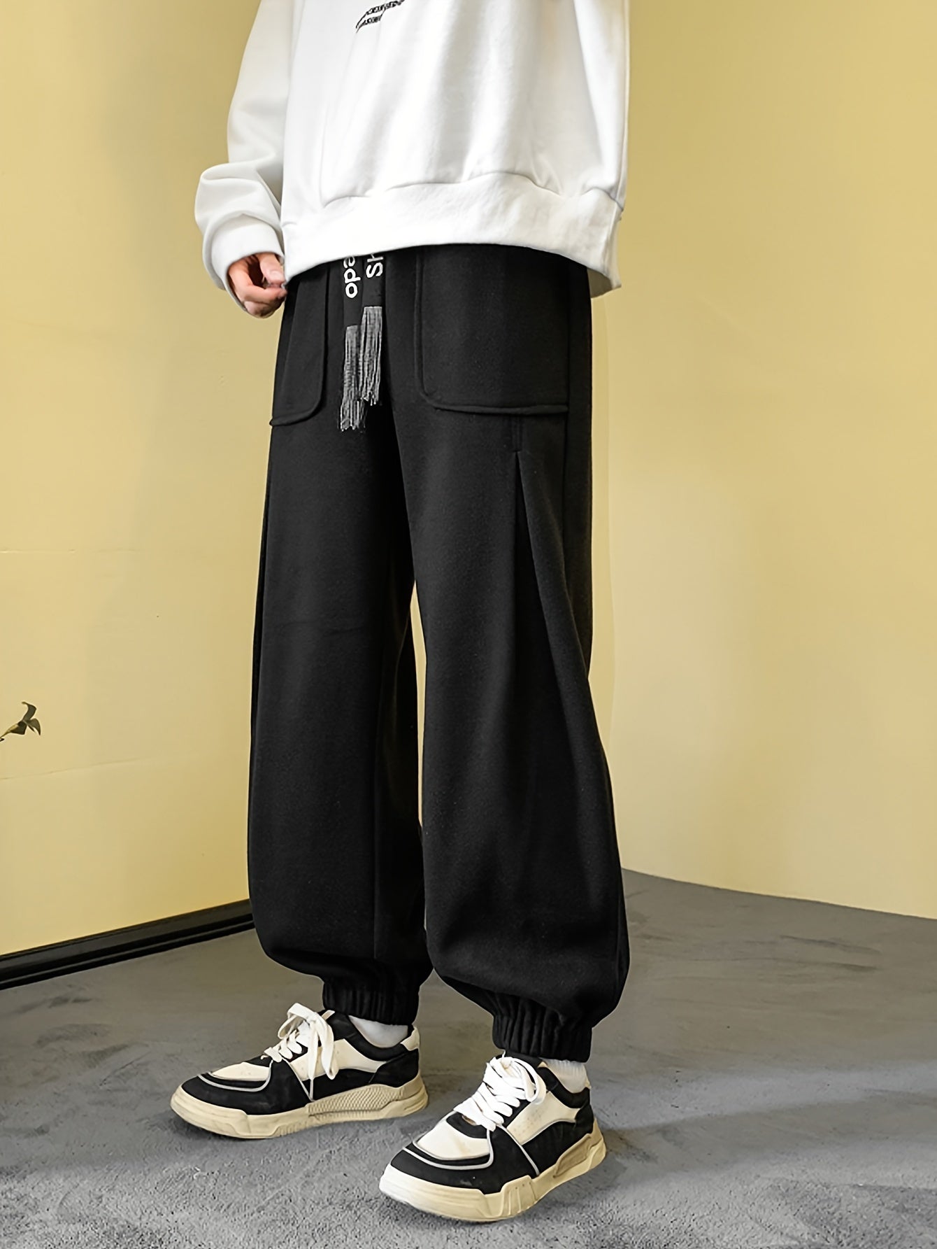 Men's Fleece Cargo Jogger Pants Outdoor Fall Winter