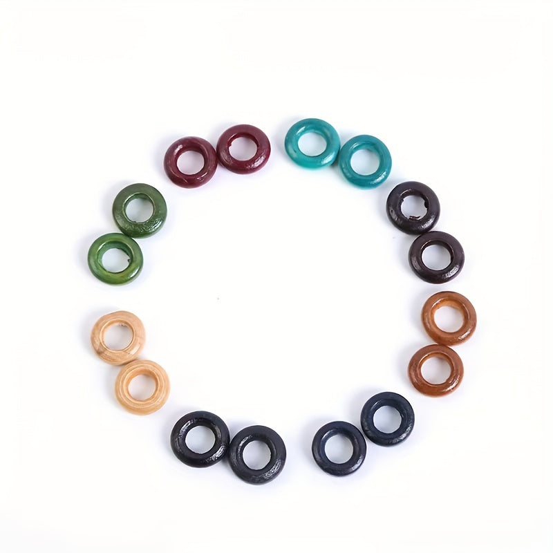50pcs 13MM Wooden Hair Rings for Braids Extensions & Jewelry Making