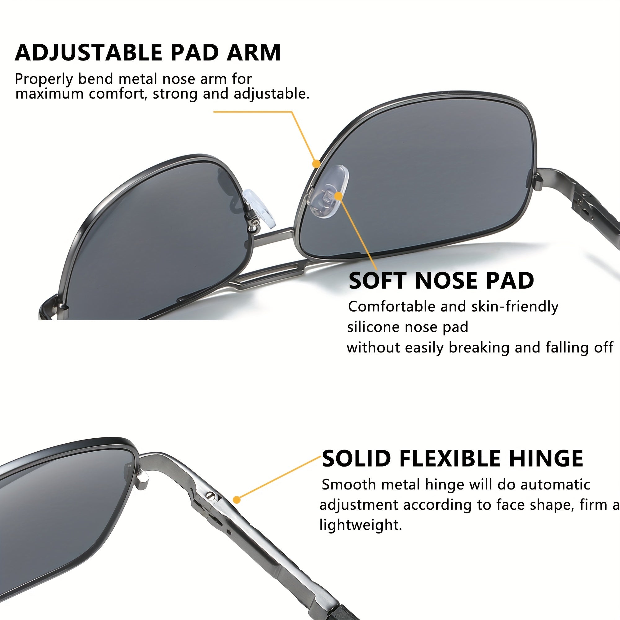 Men's Square Sunglasses Classic Business Style UV400