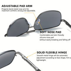 Men's Square Sunglasses Classic Business Style UV400