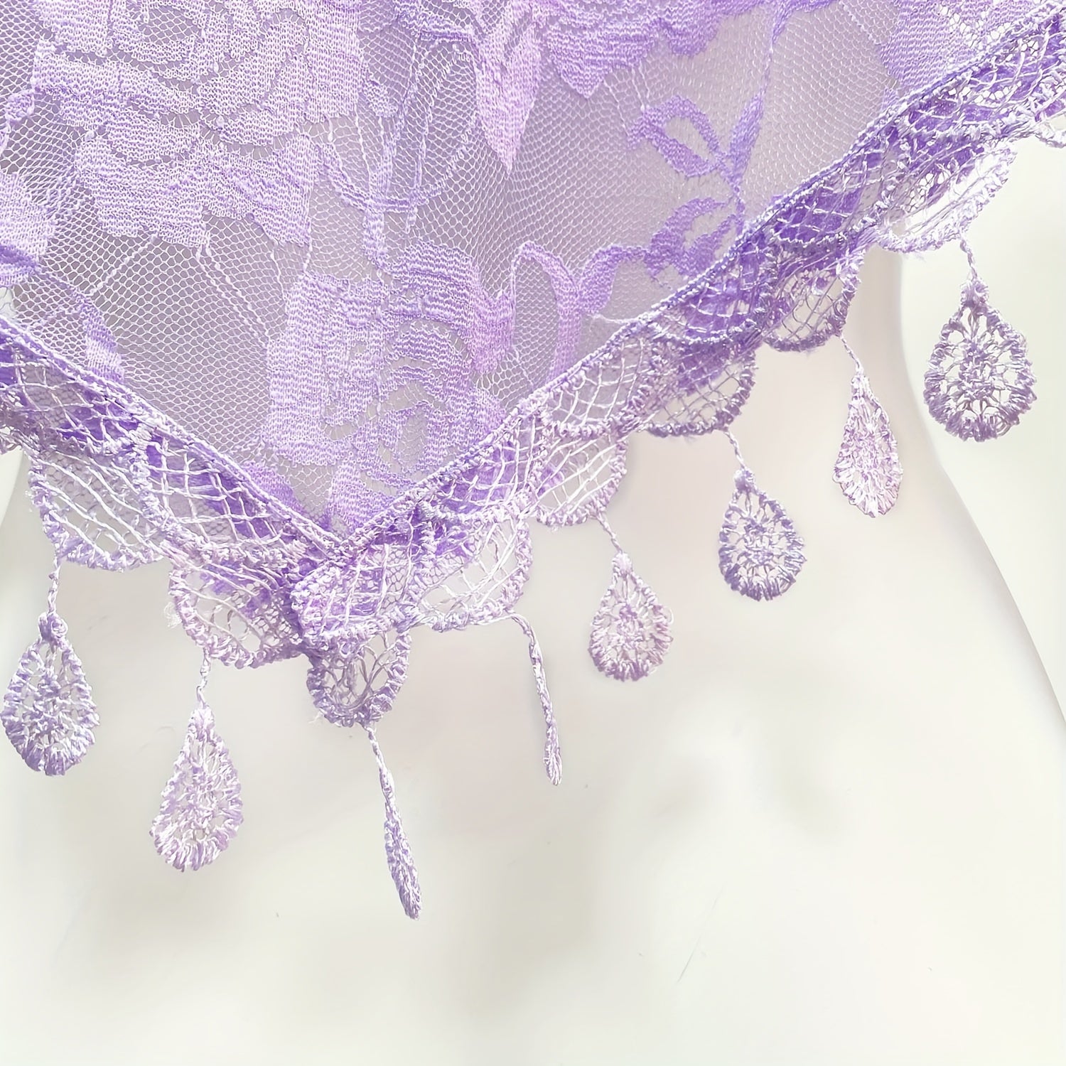 Flower Embroidered Lace Triangle Scarf Shawl Wrap Head Wrap For Daily Gift