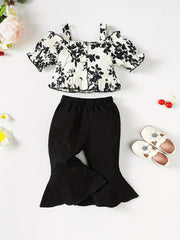 Baby Girls Floral Print Off Shoulder Top & Pants Set