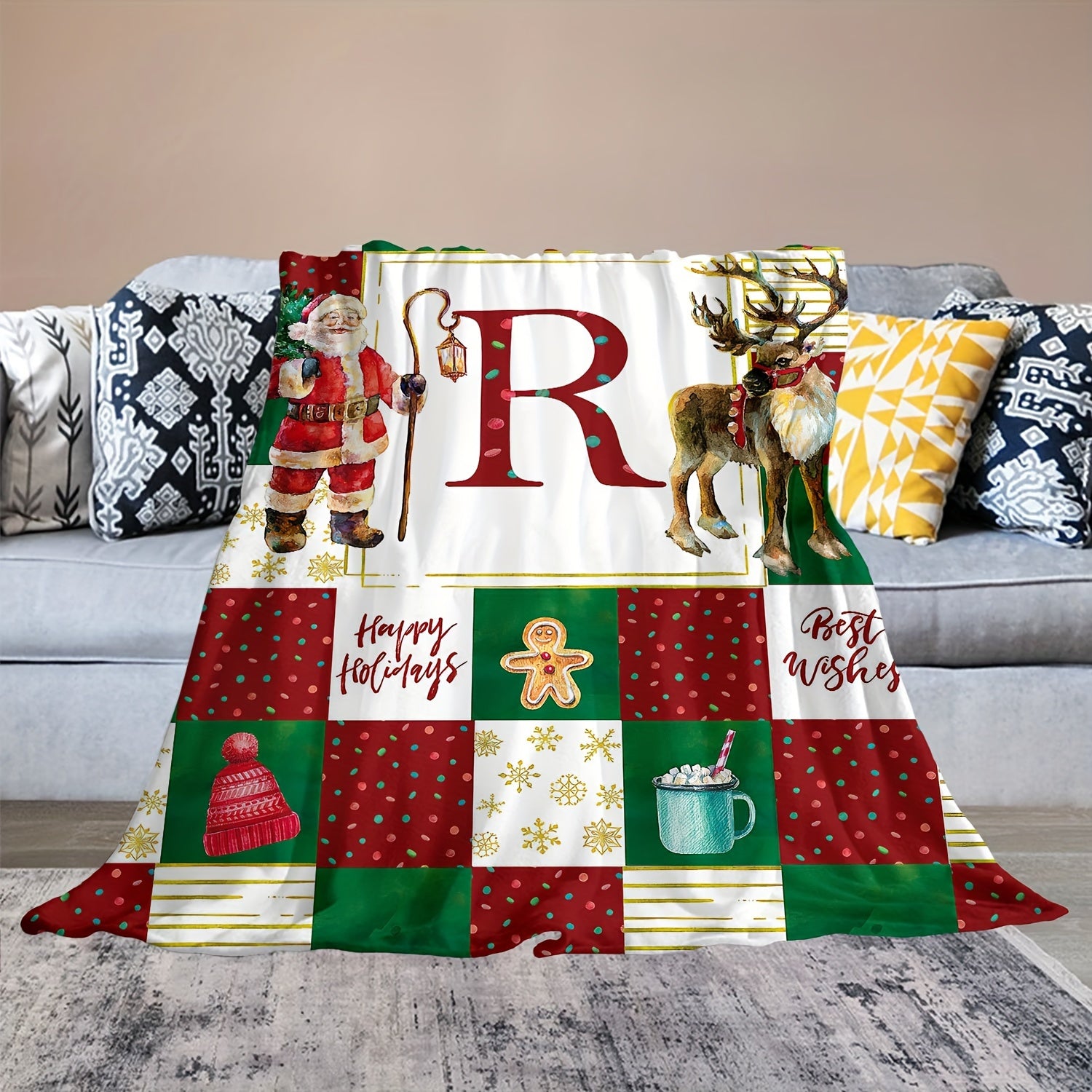 Christmas Santa Blanket Lightweight Warm Flannel Sofa Bedroom Chair