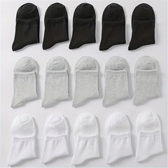 15 Pairs Solid Crew Socks for Women