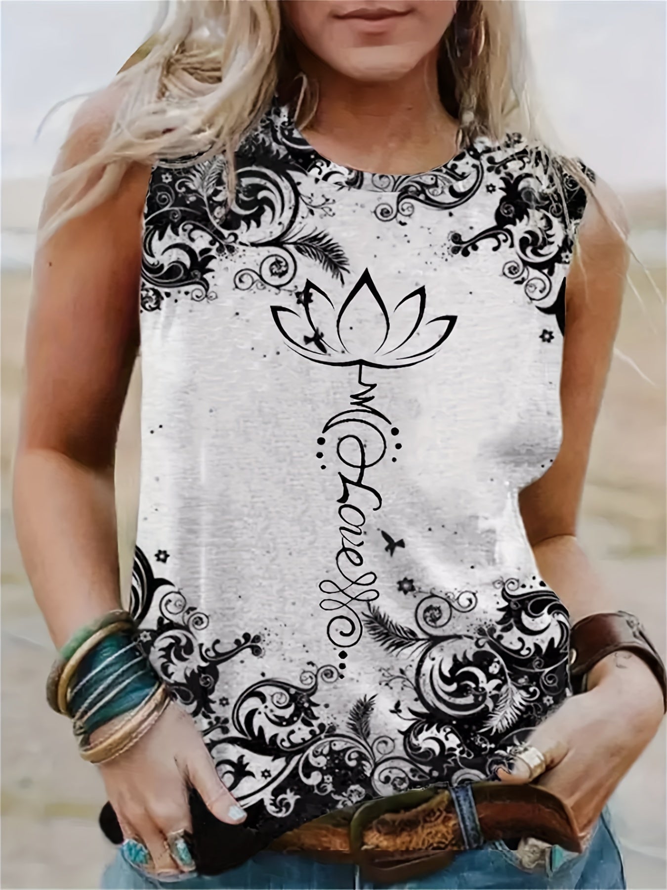 Paisley Print Tank Top Sleeveless Casual Summer Women's Clothing