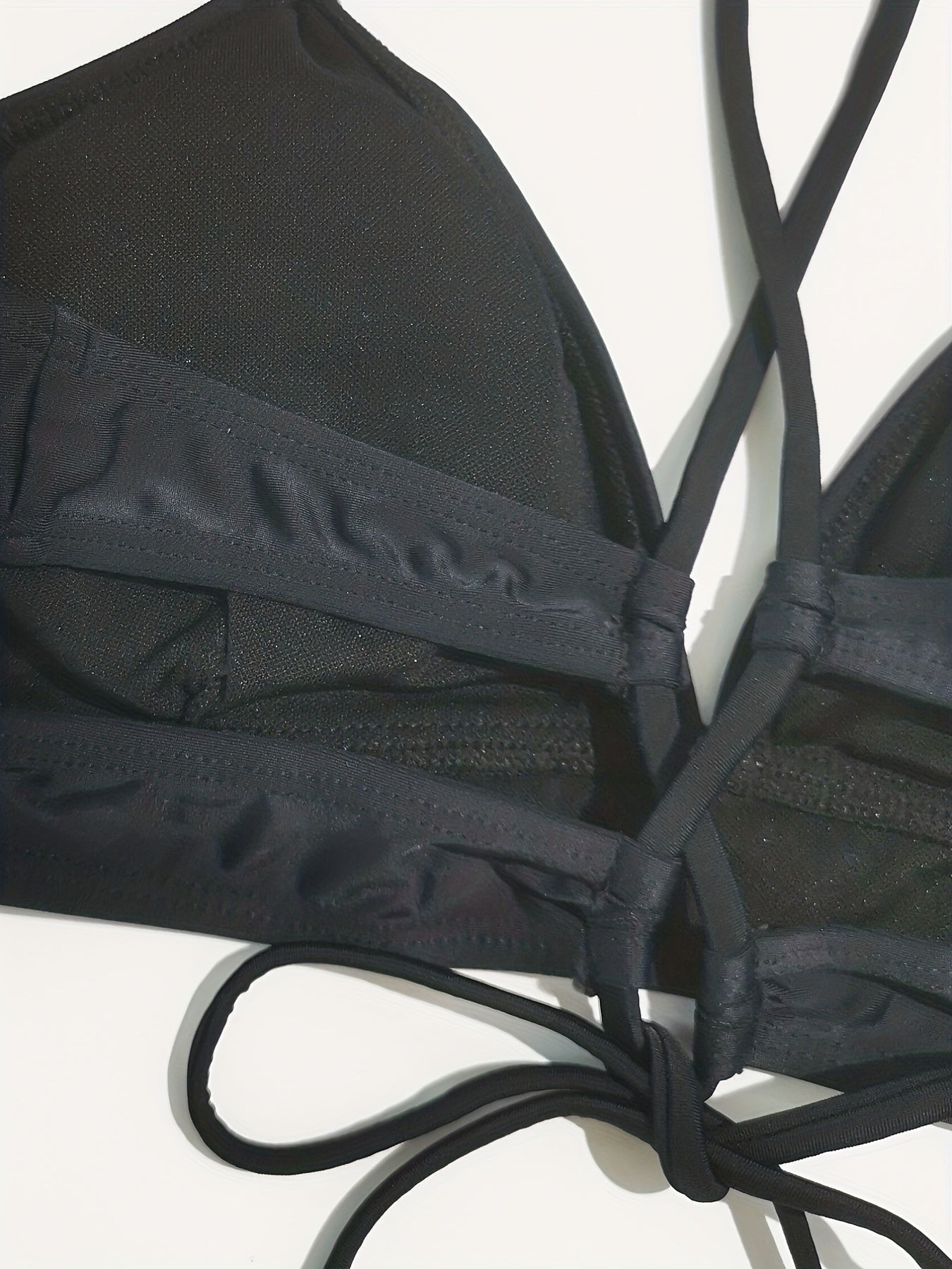 Cut Out Bikini Top V Neck Strappy Backless Triangle Casual Beachwear