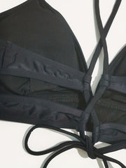 Cut Out Bikini Top V Neck Strappy Backless Triangle Casual Beachwear